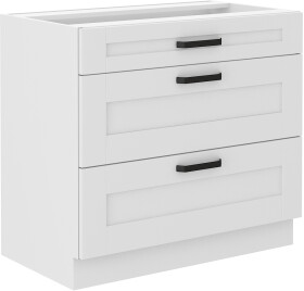 Spodní skříňka Luna 80 D 3S BB - Premium Box Barva korpusu: Bílá, Barva dvířek: Bílá