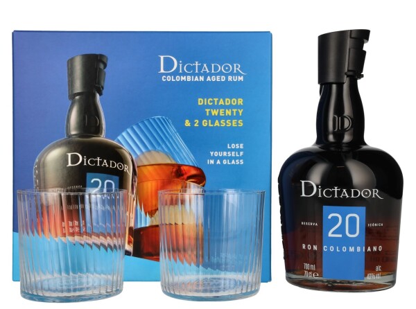 Dictador 20y 40% 0,7 l (dárkové balení 2 sklenice)