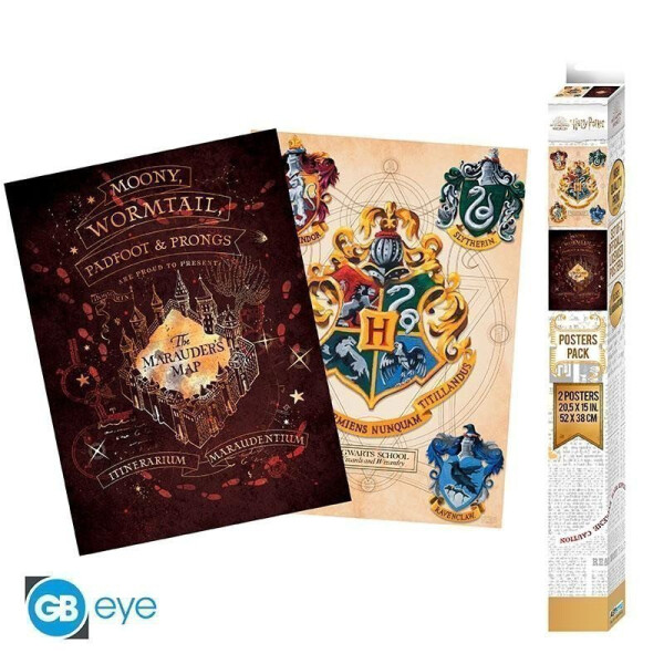 Harry Potter Set plakátů - Bradavický znak Pobertův plánek 2 ks