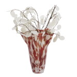 MADAM STOLTZ Váza z brokového skla Rust / White / Clear, červená barva, sklo