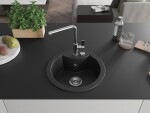 MEXEN/S - Diego granitový dřez 1-miska včetně baterie Flora, černá/stříbrná metalik 6512-73-670401-00