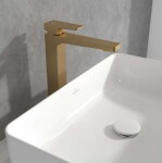 VILLEROY & BOCH - Architectura Square Umyvadlová baterie s výpustí Push-Open, AquaSmart, kartáčované zlato TVW12500200076