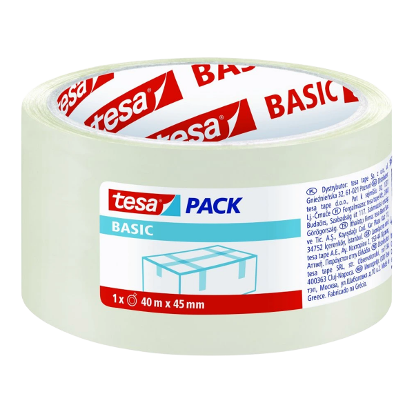 Tesa balicí páska BASIC, 40 m x 45 mm, PP, transparentní - 6ks