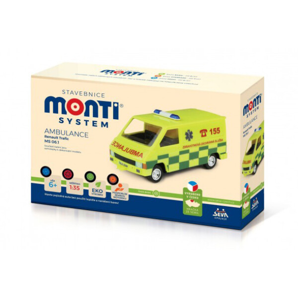 Stavebnice Monti System MS 06.1 Ambulance Renault Trafic 1:35 v krabici 22x15x6cm