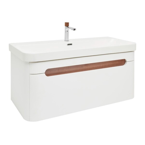 Koupelnová skříňka s umyvadlem a baterií SAT Fusion 97,5x43x45 cm bílá matná mat SATFUSION100WMWBA SATFUSION100WMWBA