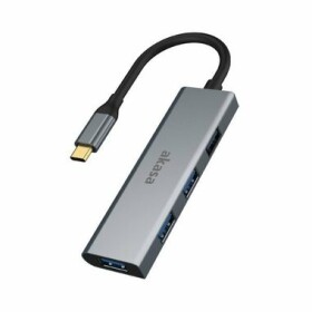 Akasa AK-CBCA25-18BK USB-C hub stříbrná / 4 portový USB rozbočovač / 4x USB-A 3.0 (AK-CBCA25-18BK)