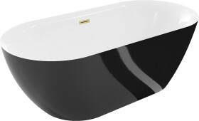 MEXEN/S - Roxy volně stojící vana 170 x 80, bílá/černá, sifon a přepad zlatá kartáčovaná 51201708075-55