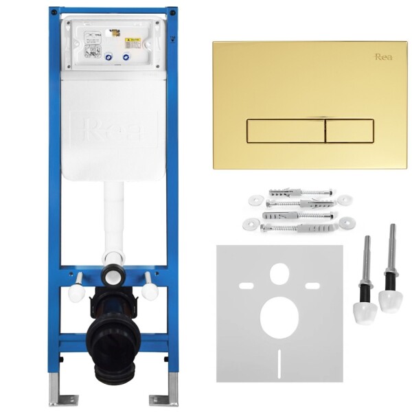 REA - Podomítkový Instalační Set Slim 024N pro WC s Tlačítkem HD Gold KPL-E1560