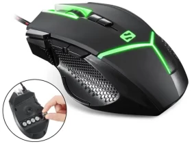Sandberg Destroyer FlexWeight / optická herní myš / 4000 DPI / 9 tlačítek / USB / 5 závaží / LED podsvícení / černá (640-19)