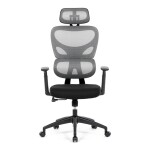Kancelářská židle, šedá síťovina, černý plast, kolečka na tvrdé podlahy