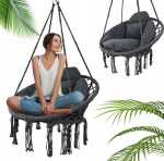 Závěsné křeslo s polštářkem - čapí hnízdo 80 cm antracit