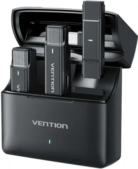 Vention NCAB0 černá / Bezdrátový mikrofon / 2 ks + pouzdro / 2,4 GHz / redukce šumu / USB-C (NCAB0)