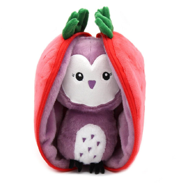 Flipetz 2v1 Plyšová sova/Jahoda - Violet 20 cm