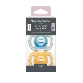 Tommee Tippee Ultra-light Night silikonový dudlík 0-6m 2ks oranžová a modrá (433805-T)