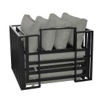 Zahradní set 2+1, stolek 75x30, multifunkční pohovka, kov antracit, světle šedá látka