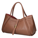 Luxusní kožená kabelka do ruky Valentina, hnědá