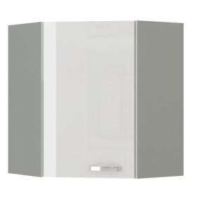 Horní rohová skříňka 60x60 GN-72 1F (45°) Barva korpusu: Šedá, Barva dvířek: Bílý lesk (Blanka)