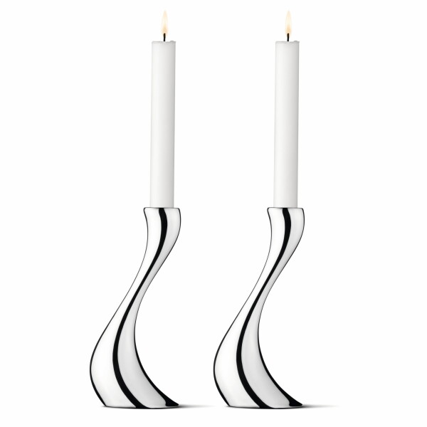 Georg Jensen Svícen Cobra Mirror 20 cm – set 2 ks, stříbrná barva