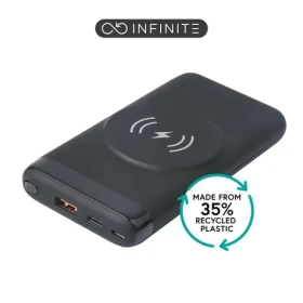 ESTUFF INFINITE černá / Powerbanka / 10.000 mAh / PD 20 W / Bezdrátové nabíjení 10 W / USB-C (ES641042)