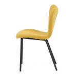 Židle jídelní, žlutá látka, nohy černý kov