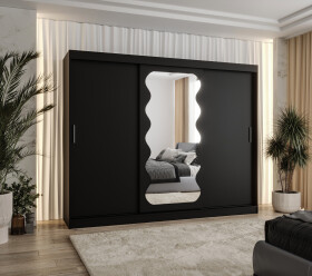 Šatní skříň Abi Spoti Rozměry: 250 cm, Barva korpusu + barva dveří: Černá + Černá