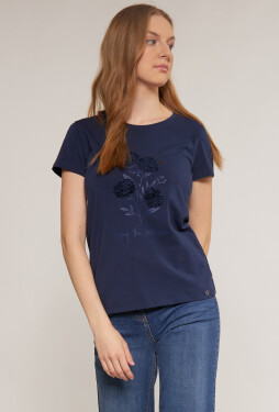 Dámské tričko MONNARI s ozdobným panelem, námořnická modrá
