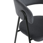 Židle jidelní, šedá látka, černá kovová noha