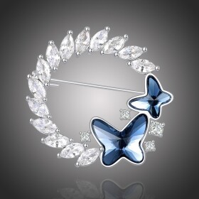 Brož Swarovski Elements Montanari II - motýl, Modrá