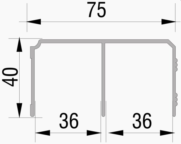 ProALU Horní vodící kolejnice - černá :: délka 4m (22PA182210-4)