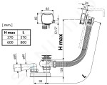 RAVAK - Odtokové systémy Vanová odtoková a přepadová souprava s napouštěním, délka 570 mm, chrom X01438