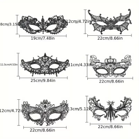 Dovoz Sada - škrabošky krajka černé - 6ks Barva: 5