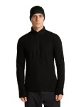 ICEBREAKER Mens Merino 400 RealFleece Grid LS Half Zip, Black (vzorek) velikost: M