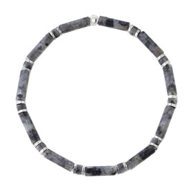 Luxusní pánský náramek Antonio - larvikit, hematit, Šedá 20 cm