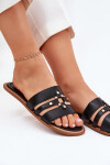 Ploché dámské sandály se zlatým detailem černé Noroti 40