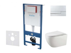 Kielle - Genesis Set předstěnové instalace, klozetu Gaia, sedátka softclose a tlačítka Gemini I, chrom 30505SS24