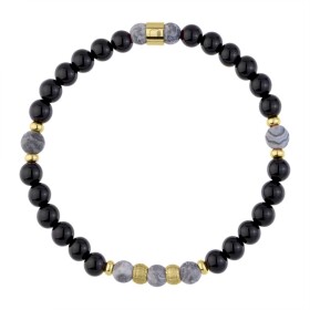 Korálkový náramek Luca - 6 mm Onyx, šedý Jaspis, Šedá 21 cm