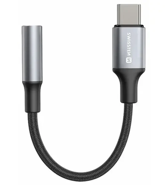 SWISSTEN TEXTILE Audio adaptér USB-C (M) - 3.5mm Jack 0.15m černá (73502311)