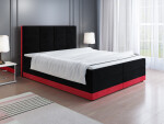 FRONTI Postel 1 160x200 s úložným prostorem - černá + červená - Alcantara 8902 + 054-4