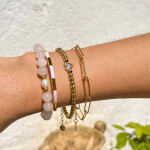 ELENYS Pink Amour – pozlacený náramek 18K žluté zlato Délka náramku: 17,5 + 5 cm / max. 22,5 cm