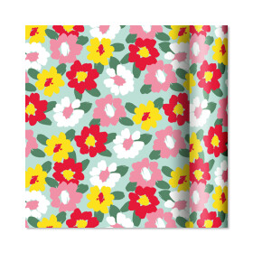 Dárkový papír - role 2 m × 70 cm - Barevné květy na mintové - Albi