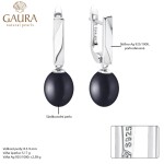 Stříbrné náušnice s černou 8.5-9 mm perlou Graciana, stříbro 925/1000, Černá