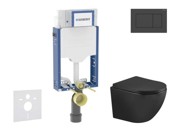 GEBERIT - Kombifix Set předstěnové instalace, klozetu Oudee a sedátka softclose, tlačítko Sigma20, matná černá/černá SANI15CA5503
