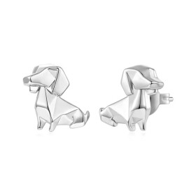 Stříbrné náušnice Origami jezevčík - stříbro 925/1000, Stříbrná