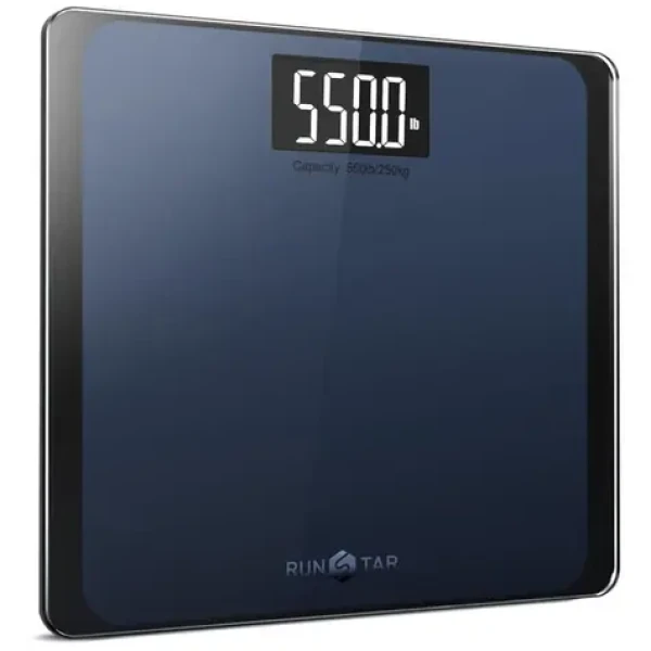 RunStar D550 modrá / Osobní váha / nosnost 250 kg / skleněná plocha / LCD displej (BG1911L)