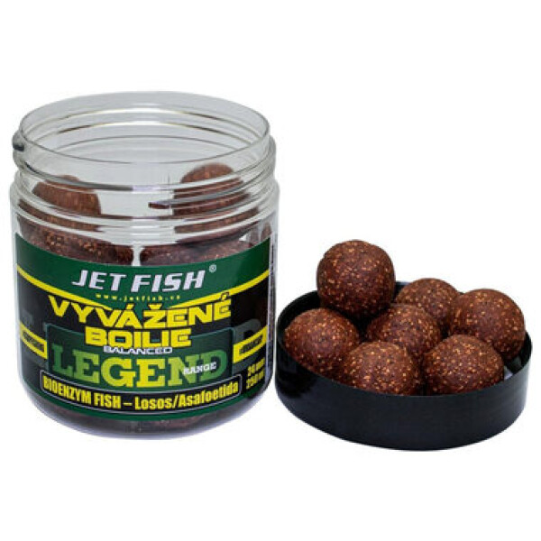 Jet Fish Vyvážené boilie Legend Bioenzim Fish + Losos/Asafoetida 250ml 20mm (000375)