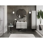 MEXEN/S - Rivel koupelnová skříňka 90 cm s umyvadlem Otis, 2 zásuvky, reliéf , šedá mat/bílá mat 91A20-09047-2-BFF62-W18M01