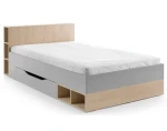 Postel se zásuvkou Room 120x200 cm, dub biscuit/šedá