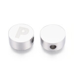 Korálek z nerezové oceli - placička s písmenem - různé varianty - 10 x 4,5 mm - 1 ks Písmena: E