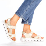 Pohodlné sandály na suchý zip Rieker W RKR691 beige 40