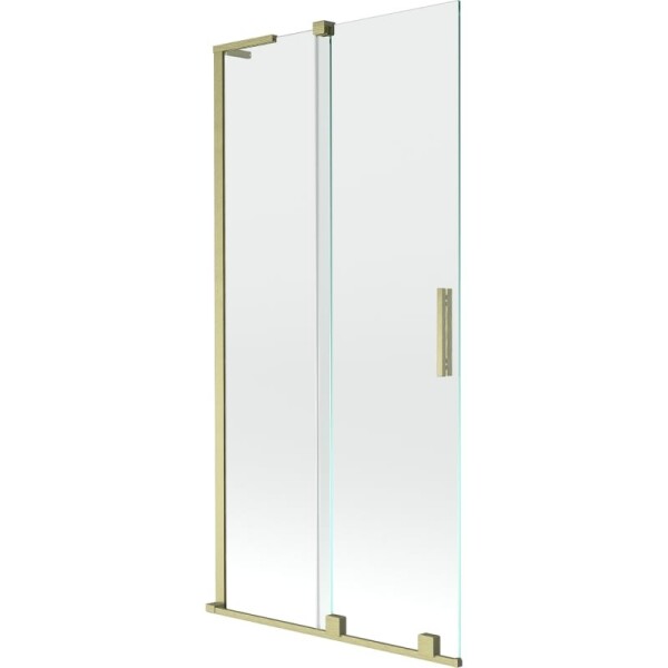 MEXEN/S - Velar L dvoukřídlá posuvná vanová zástěna 90 x 150, transparent, zlatá kartáčovaná 896-090-003-01-55